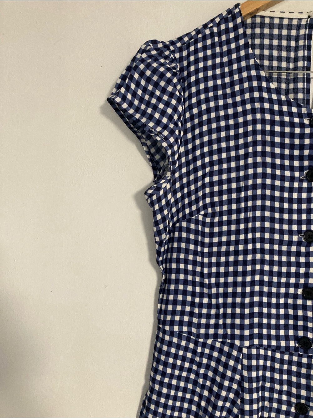 Philosophy Dress Women's Size 8 Gingham Plaid Blue White Midi Handkerchief - Picture 6 of 16